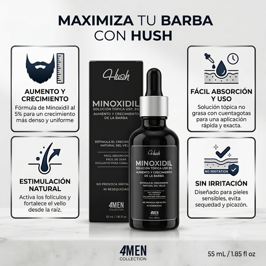 Minoxidil Solución Tópica USP 5% – Hush 4MEN Collection